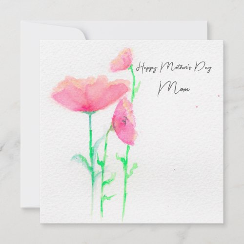 Pink Floral Watercolor Mothers Day Card