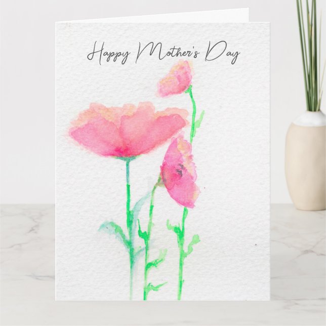 Pink Floral Watercolor Mother's Day Card (Front)