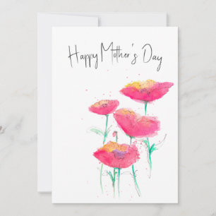 Pink Floral Watercolor Mother's Day Flat Card