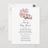 Pink Floral Watercolor Paris theme Drive By Shower Postcard (Front/Back)