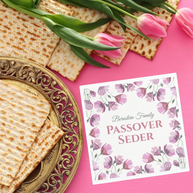 Pink Floral Watercolor Passover Napkins (Creator Uploaded)