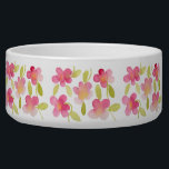 Pink Floral Watercolor Pattern Bowl<br><div class="desc">This is a watercolor painting of pink flowers with green stem and leaves.</div>