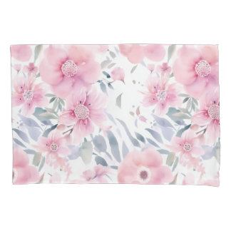 Pink Floral Watercolor Pillow Case