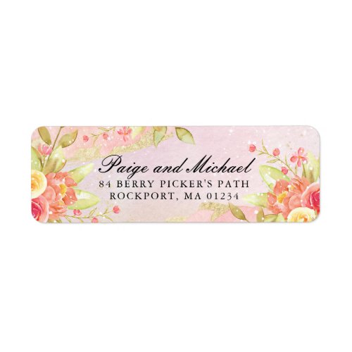 Pink Floral Watercolor Return Address Label