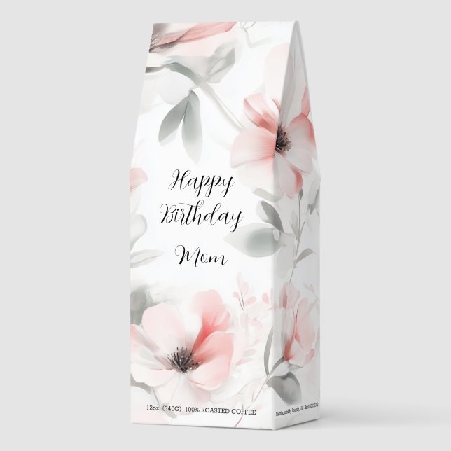 Pink Floral Watercolor Roasted Coffee (Front)