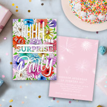 Pink Floral Watercolor Shh Surprise Birthday Party