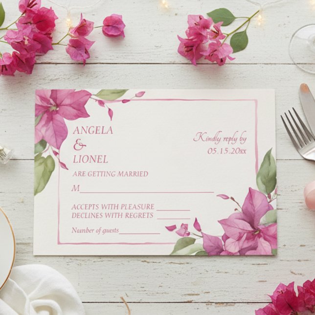 Pink Floral Watercolor Wedding  RSVP Card (Creator Uploaded)