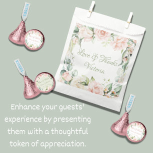 Pink Floral Watercolors Wedding Bridal Shower Favor Bag