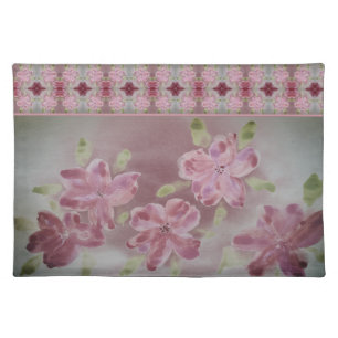 Pink Floral Watercolour Cloth Placemat