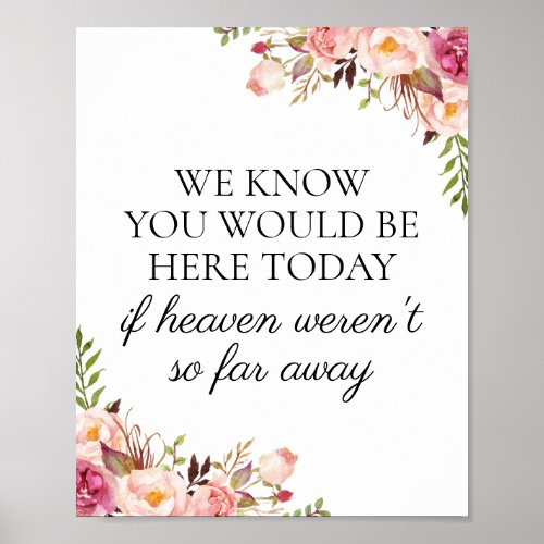 Pink Floral We Know You Would Be Here Today Sign