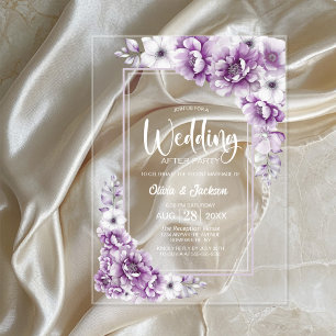 Pink Floral Wedding After Party Acrylic Invitations
