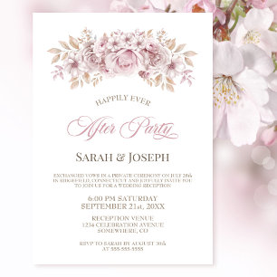 Pink Floral Wedding After Party Invitation