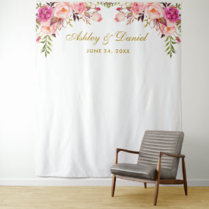 Pink Floral Wedding Backdrop Photo Booth Prop