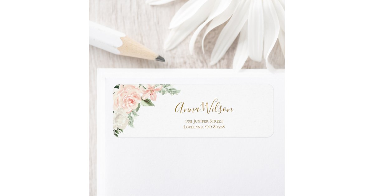 Pink Floral Wedding Bridal Shower Return Address Label | Zazzle