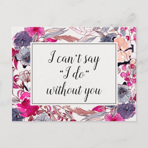 Pink Floral Wedding Bridesmaid Proposal Card