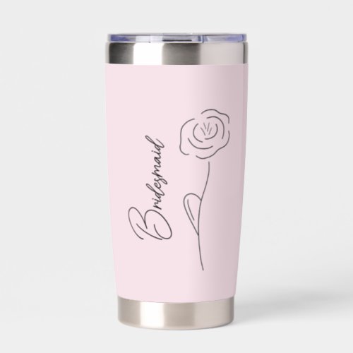 Pink Floral Wedding Bridesmaid Water Coffee Insulated Tumbler