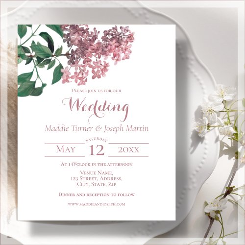 Pink Floral  Wedding Budget Invitation