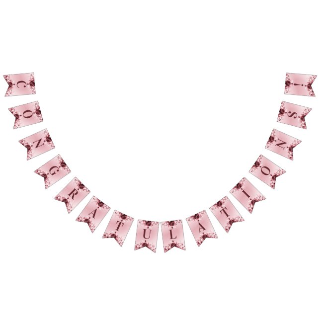 Pink Floral Wedding Bunting Flag (All)