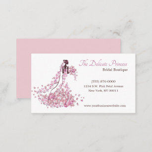 Pink Floral Wedding Dress Bridal Boutique Shop Business Card
