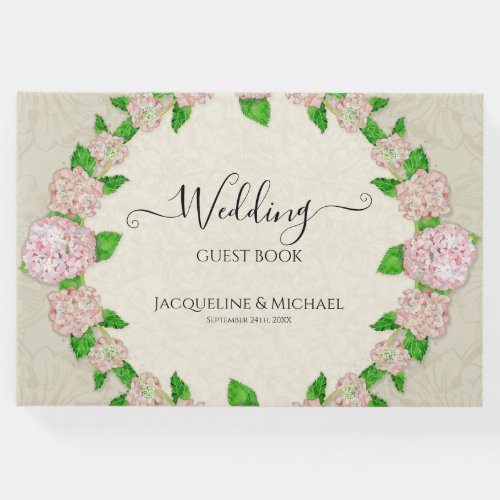 Pink Floral Wedding Elegant Watercolor Lace Chic Guest Book