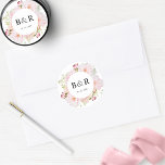Pink Floral Wedding Envelope Seal / Favor Sticker<br><div class="desc">Elevate your envelopes and favors with this elegant wedding sticker, showcasing beautiful pink and blush watercolor flowers, a section for your initials, and extra text below. Ideal for wedding envelope seals or wedding favors. Ability to select "Edit Using Design Tool" and make changes to text style, size, color, and position....</div>