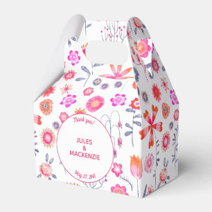 Pink Floral Wedding Favor Boxes