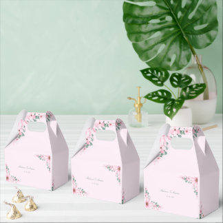 Pink floral wedding Favor boxes customizable 