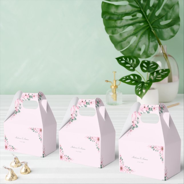 Pink floral wedding Favor boxes customizable  (Multiple)