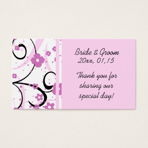 Pink Floral Wedding Favor Tags Business Card