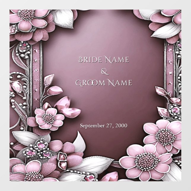 Pink Floral Wedding Floor Decal (Front)