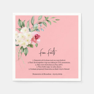 Pink Floral Wedding Fun Facts Napkins
