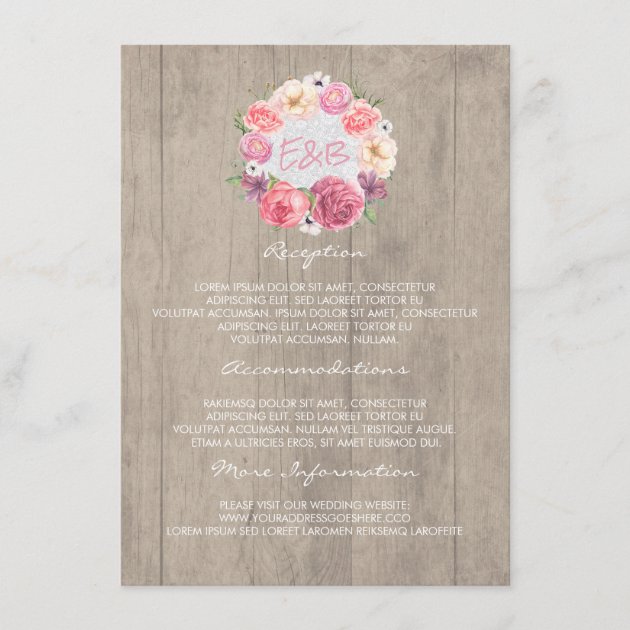 Pink Floral Wedding Information Guest Invitation