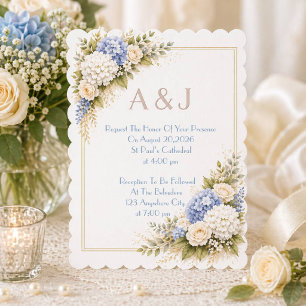 Pink floral wedding invitation