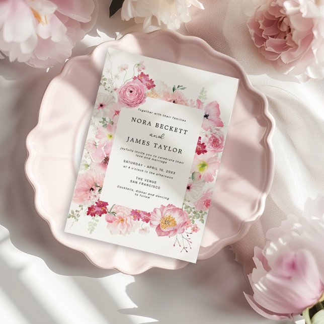 Pink Floral Wedding Invitation (Creator Uploaded)