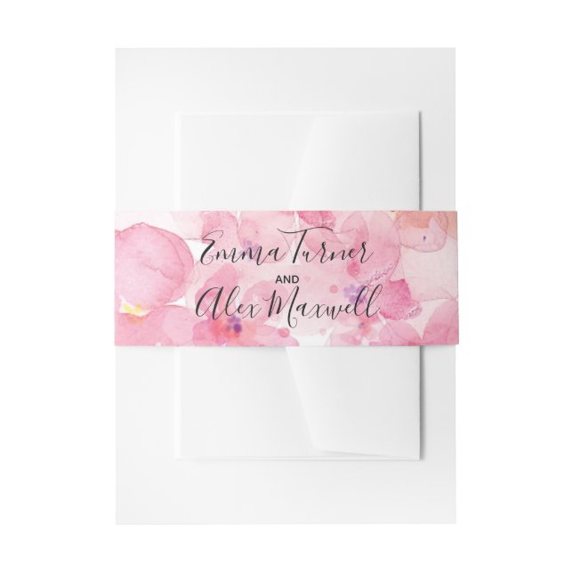 Pink Floral | Wedding Invitation Belly Band (Front Example)