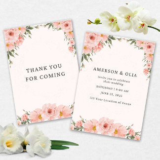 Pink Floral Wedding Invitationn Invitation