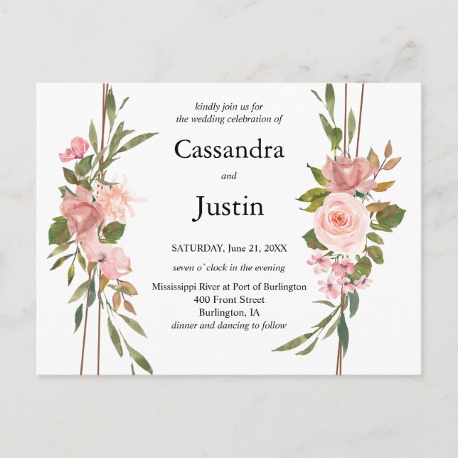 Pink Floral Wedding Invite (Front)