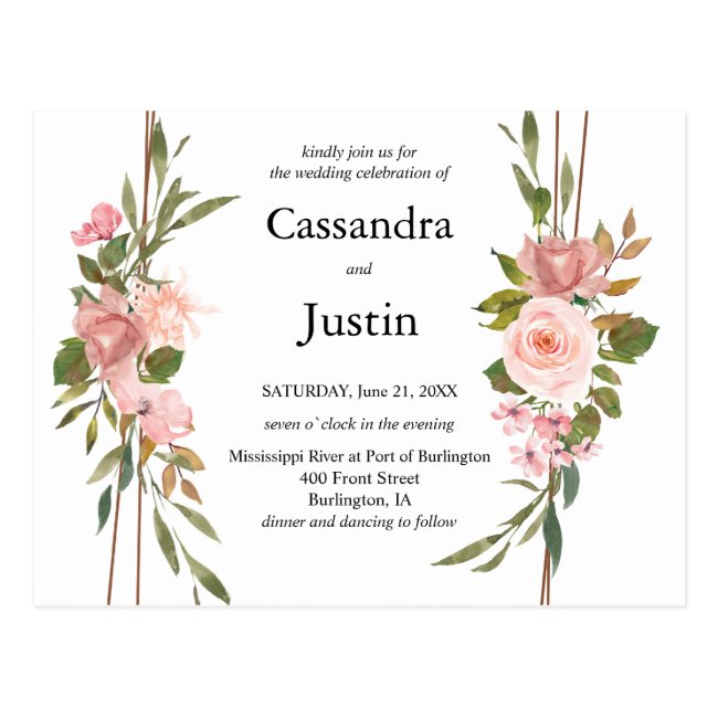 Pink Floral Wedding Invite