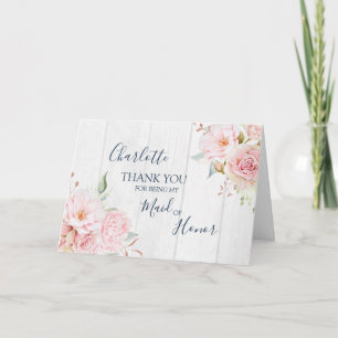 Pink Floral Wedding Maid of Honor Thank You
