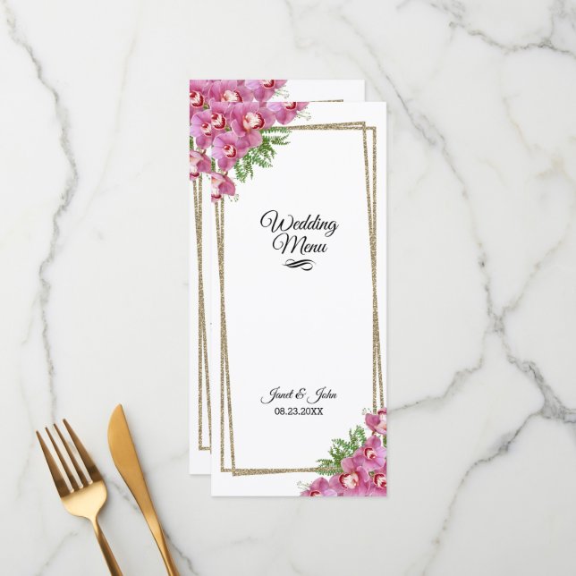 Pink Floral Wedding Menu (Front/Back In Situ)