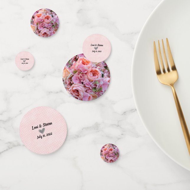 Pink Floral Wedding or Shower Table Confetti (Group)