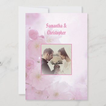 Pink Floral Wedding Photo Invitation by personalized_wedding at Zazzle