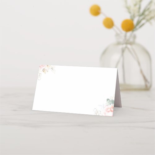 Pink Floral Wedding Place Card
