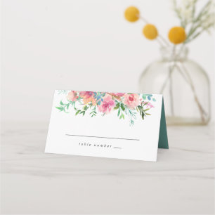 Pink Floral Wedding Place Card