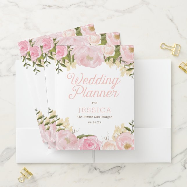 Pink Floral Wedding Planner Folder (In Situ)