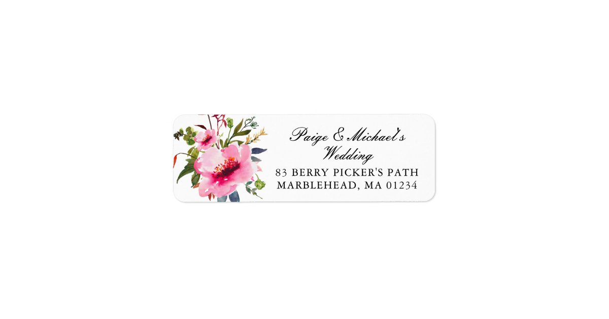 Pink Floral Wedding Return Address Label | Zazzle