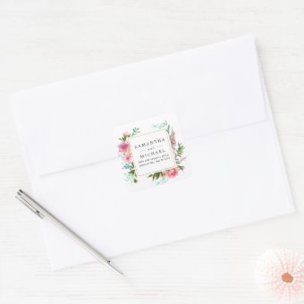 Pink Floral Wedding Return Address Labels | Zazzle