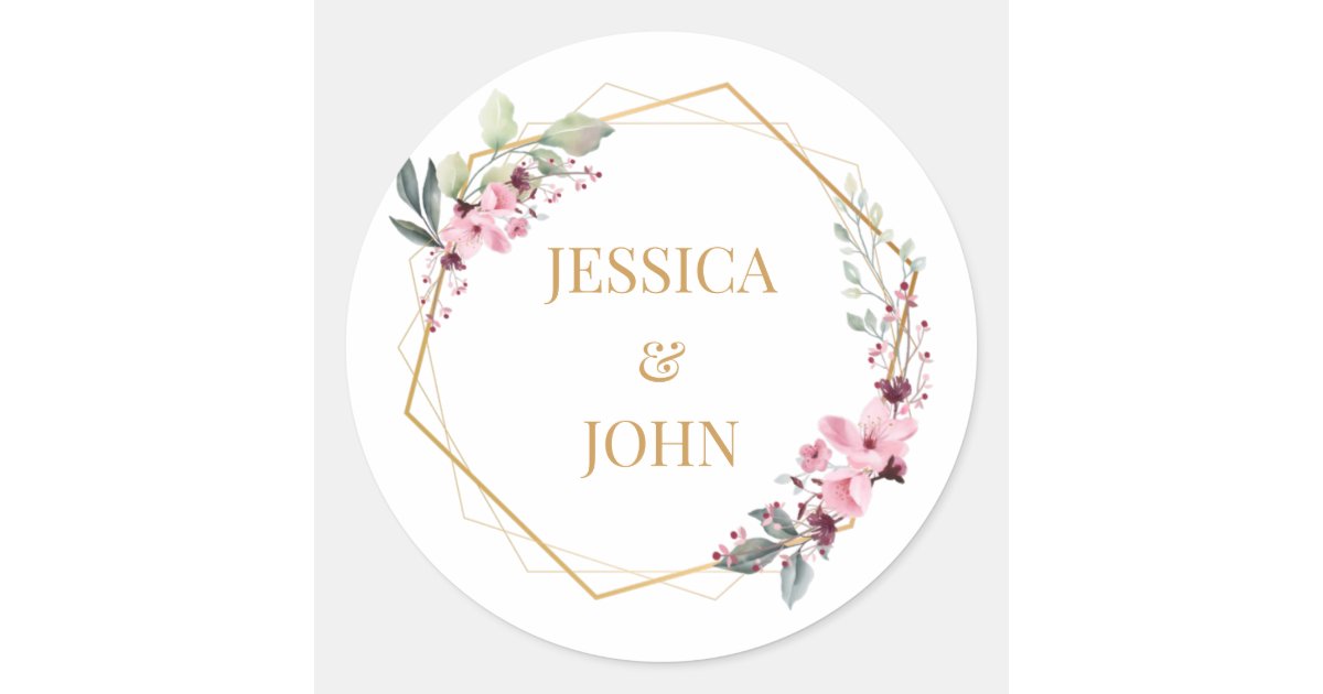 Bride Round Sticker Pink Floral Wedding Round Sticker | Zazzle