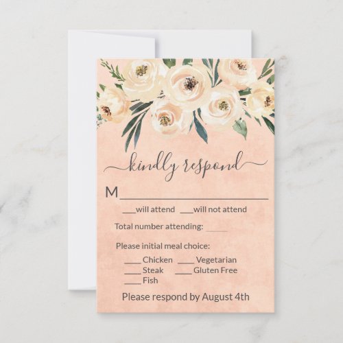 Pink Floral Wedding RSVP Card