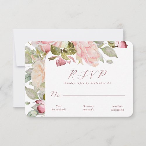 Pink Floral Wedding RSVP Card